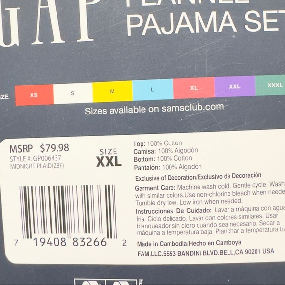 NWT GAP Men's Flannel Pajama Set - Navy and Green Plaid XXL - Picture 4 of 4